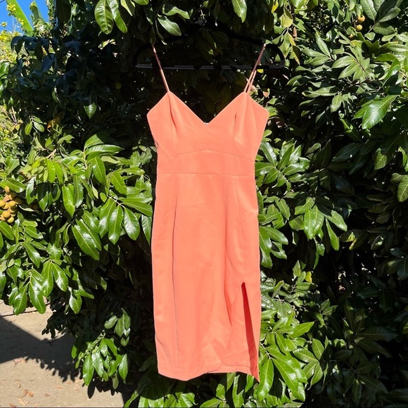 House of CB peach pink orange sleeveless mini dress